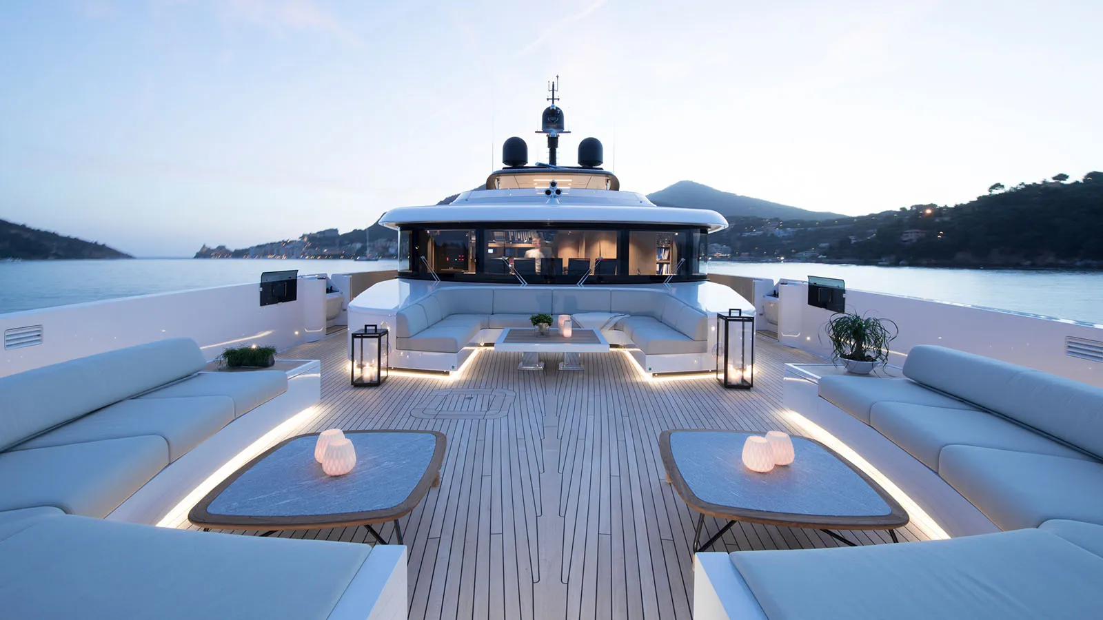 LADY LENA — Bow lounge at dusk