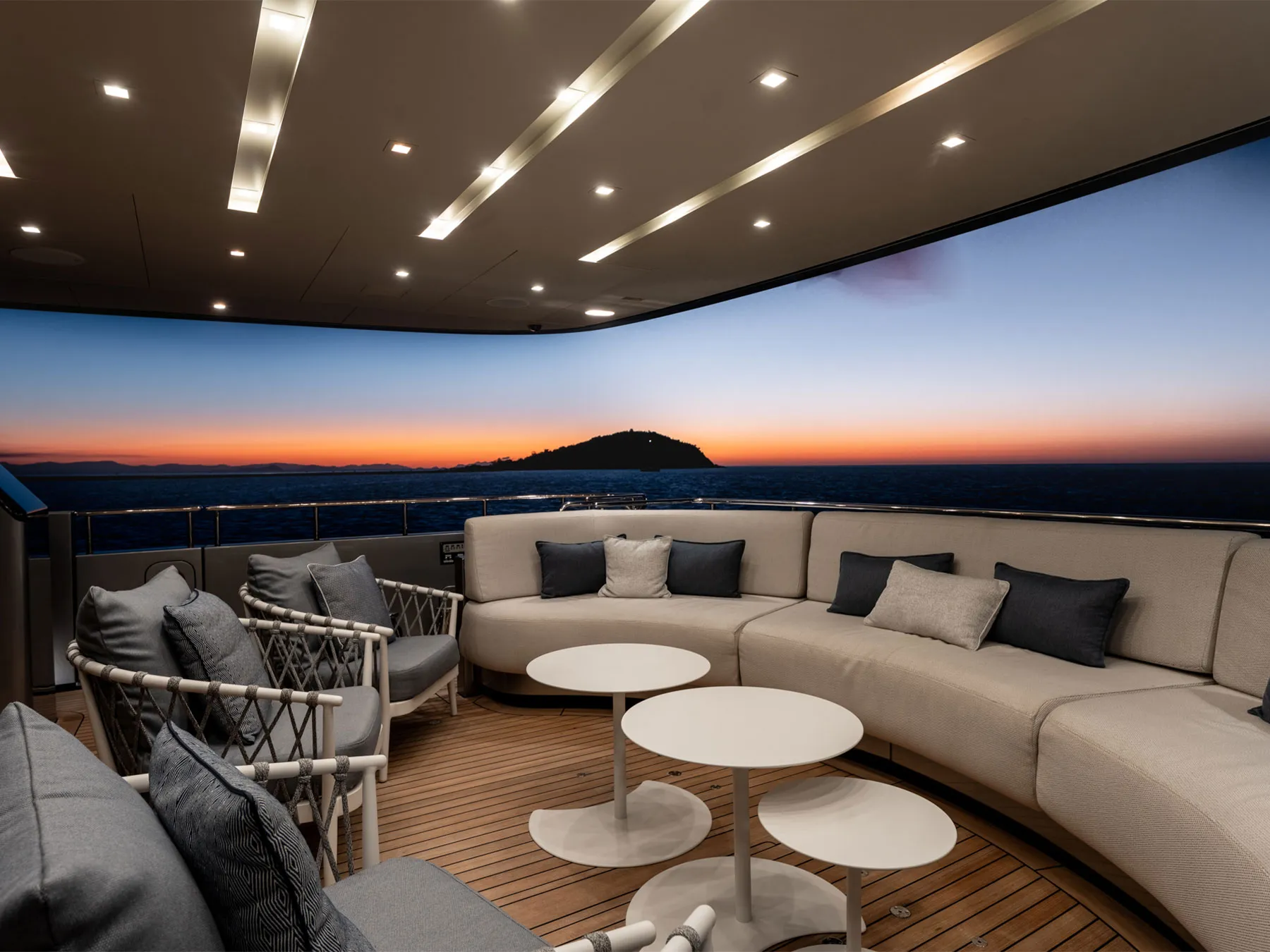 4A — Outdoor lounge at dusk